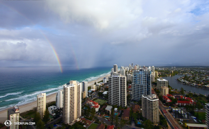 Wie oft fangen Sie einen doppelten Regenbogen ein? (Foto: Tänzer Ben Chen)