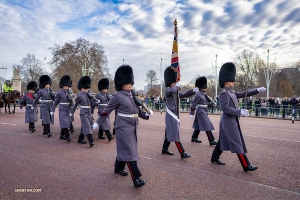 Die Wachablösung vor dem Buckingham-Palast zieht viel Aufmerksamkeit auf sich. Die voll einsatzbereiten Soldaten halten eine 45-minütige Zeremonie ab, wenn die neue Gruppe von Wachen deren Aufgabe übernimmt.
(Foto: Tony Xue)

